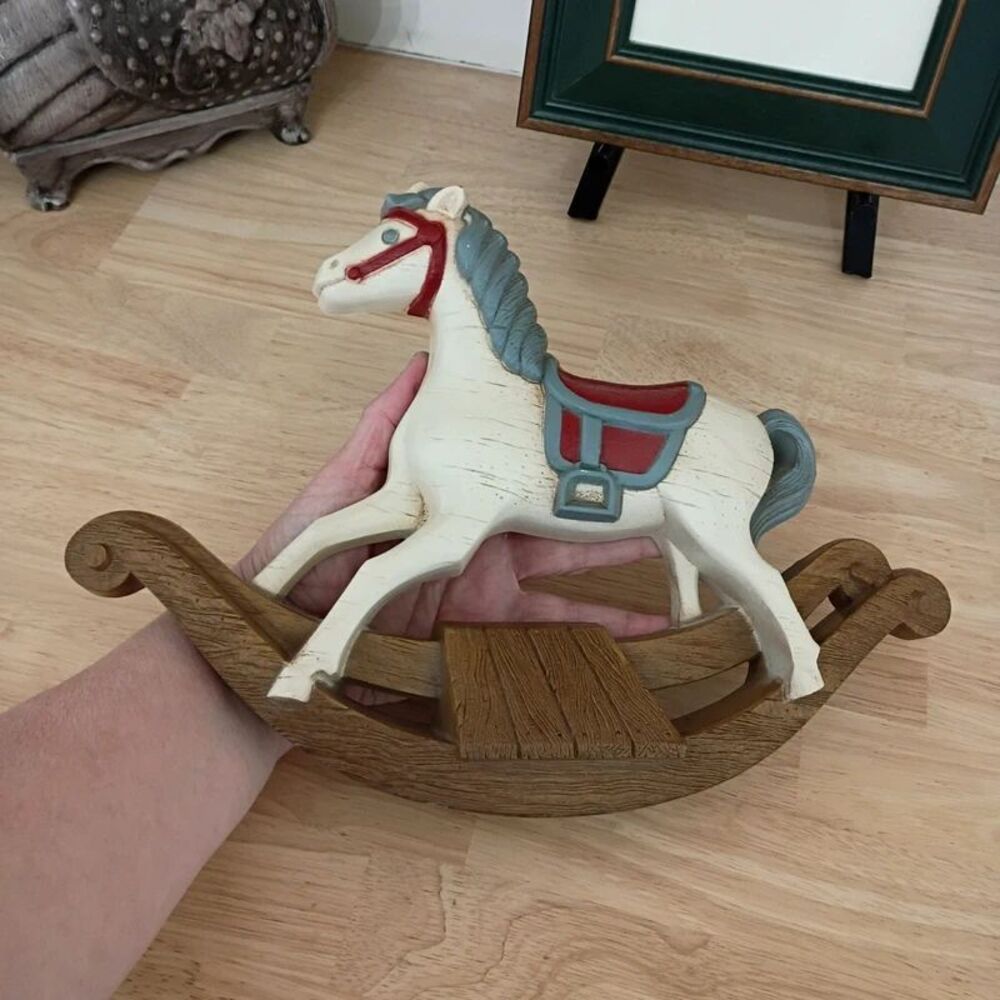 Vintage 1980s Burwood Rocking Horse Plastic Wall Hanging Plaque Nursery Room